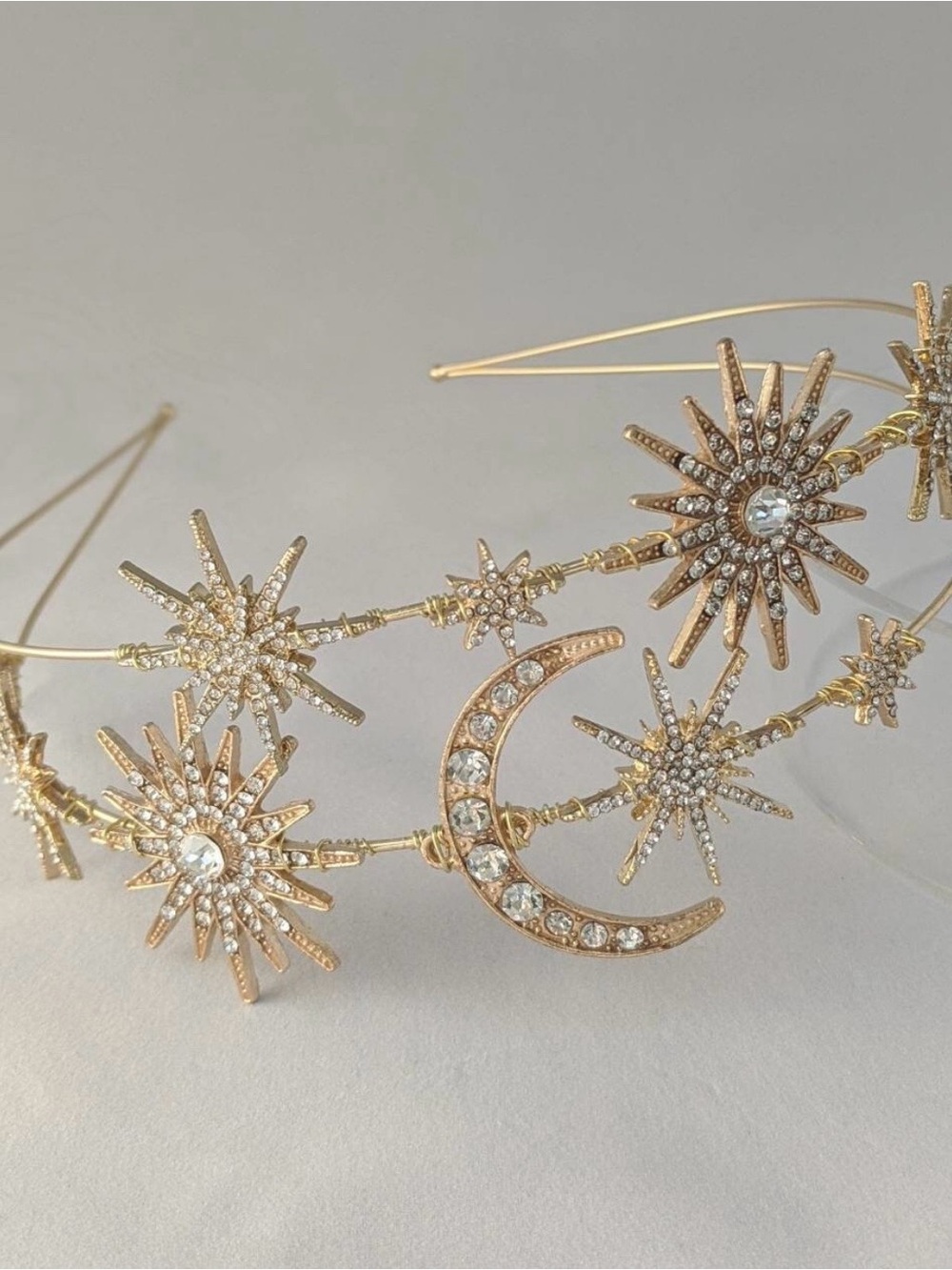 Celestial Gold Bridal Headband: Stars & Moon Wedding Headpiece
